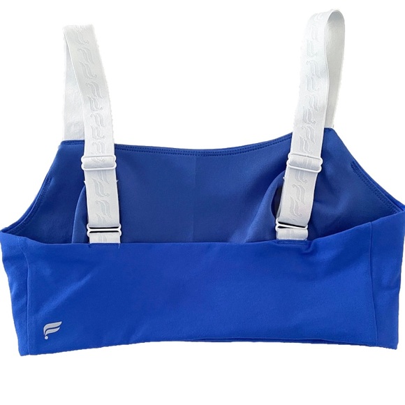 Fabletics Blue Sports Bra Crop Top w White Logo Adjustable Straps | XS - Picture 4 of 7